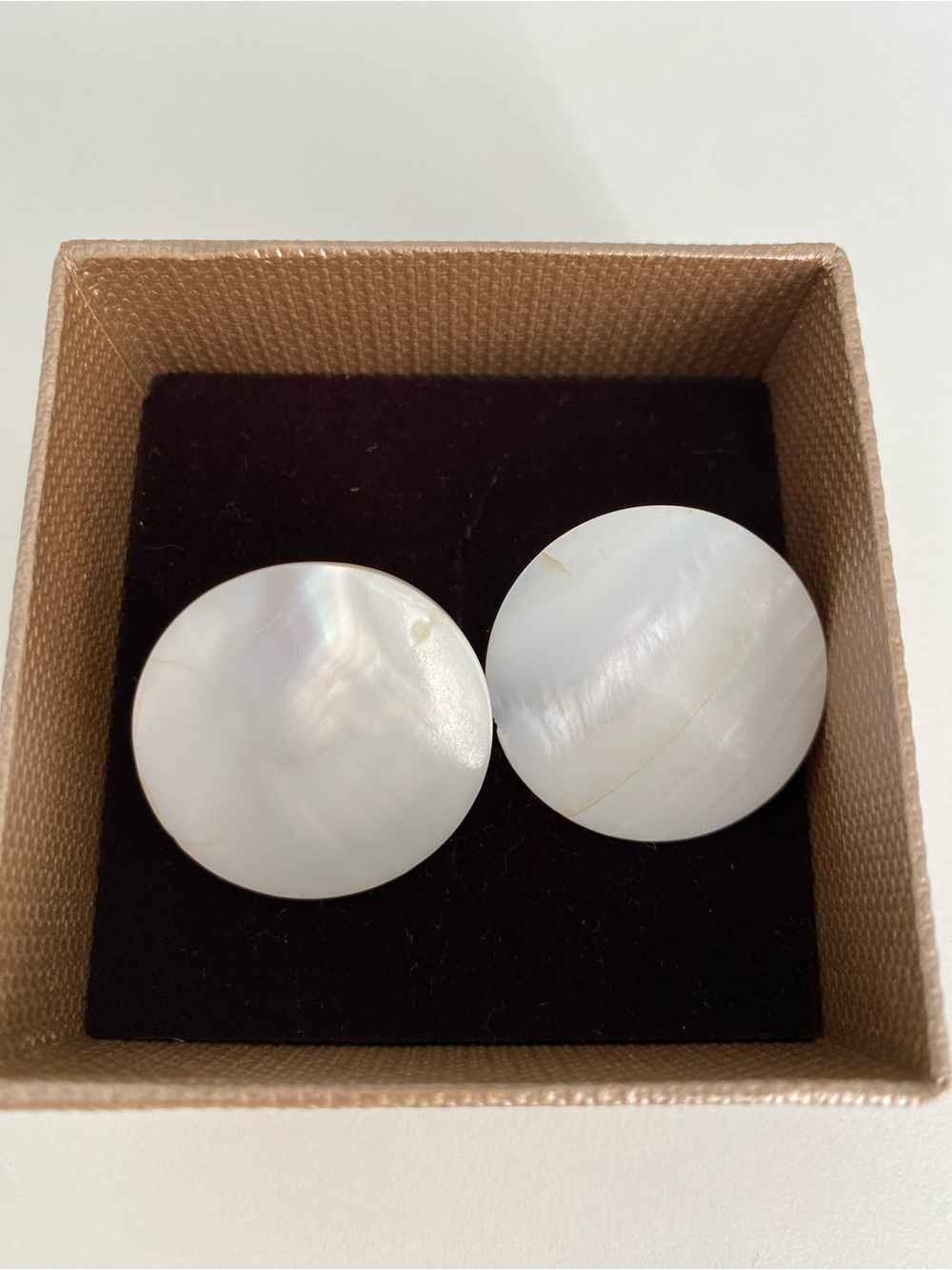 Faux Pearl Flat Round Stud Earrings